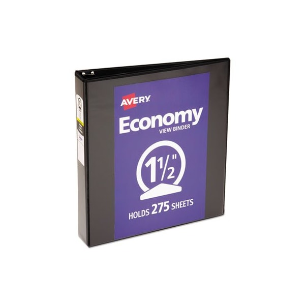 Avery Dennison Avery, ECONOMY VIEW BINDER WITH ROUND RINGS , 3 RINGS, 1.5in CAPACITY, 11 X 8.5, BLACK, 5725 05725 - main